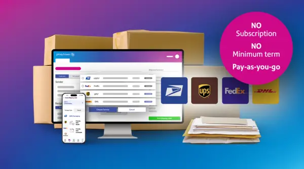 PitneyShip UI with carrier logos