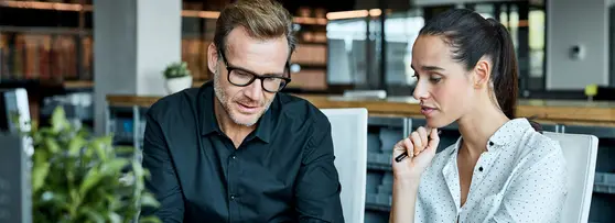 Employee discussing plan