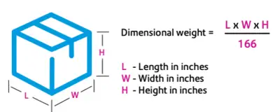 Dimensional weight shipping formula